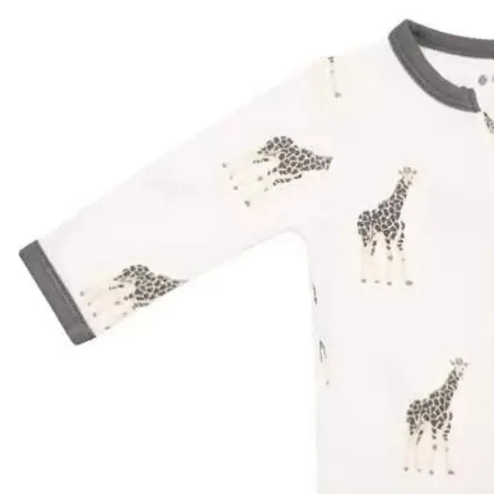 Kyte Baby White Giraffe Zippered Romper Size 12-18 M